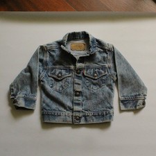 VTG 90s Little Levi's Blue Denim Jacket Sz 4T Orange Tab USA Pockets Snap Front