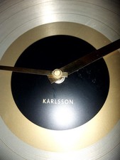 Karlsson Wall Clock Unusual Record / Vinyl Design Gold Colour Disc