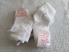 New .6 Pairs Of White Girls Baby Socks.Size 3-5+1/2. From TICK TOCK.With Frills.