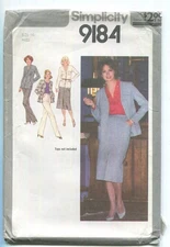 SIMPLICITY 9184 Misses' Skirt, Pants & Unlined Jacket SZ 10 UNCUT 1979