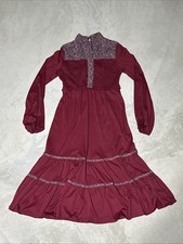 VTG 70's Rags by Kressandra Burgundy Floral Lace Gothic Witchy Dress 11 Vampire