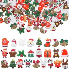 Christmas Resin Charms for Crafts,100 Pcs Flatback Slime Charm Beads Miniatur...