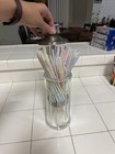 Old-Fashioned Straw Holder / Dispenser, Thick Glass Jar w/ Metal Lid & Mechanism — photo 7