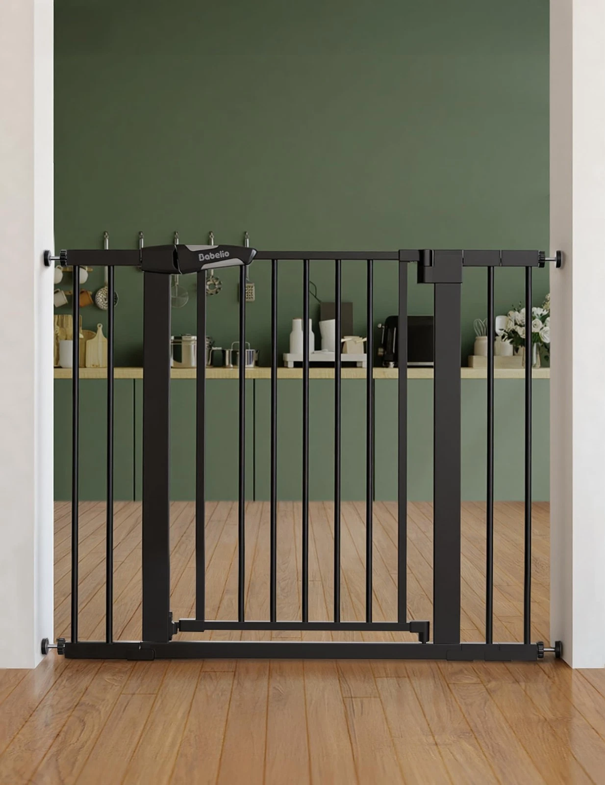 Babelio Baby Gate for Doorways and Stairs, 26-40" 30"Tall 26"-40" Wide, Black