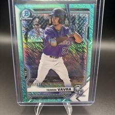 2021 Bowman Chrome Prospects Aqua Shimmer Refractor 70/125 Terrin Vavra 0i1c