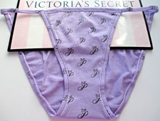 VICTORIA'S SECRET PINK Cotton String Bikini Panty VS Purple Script S M L XL NWT