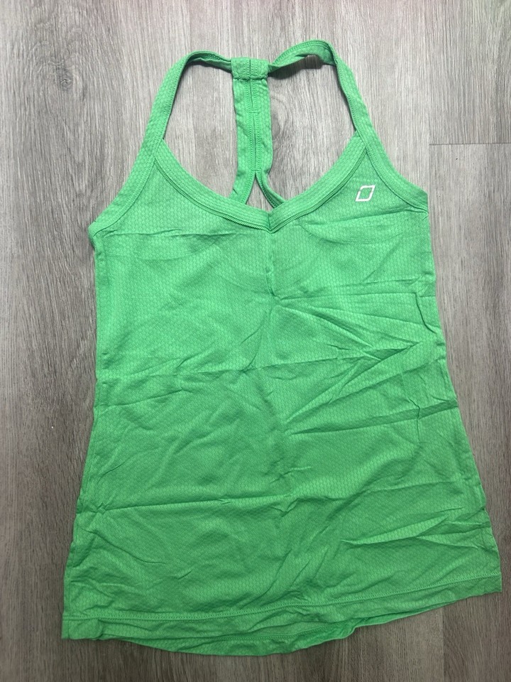 LORNA JANE Singlet Tank Top Sz XSMALL Neon Green Yoga Gym Racerback Activewear