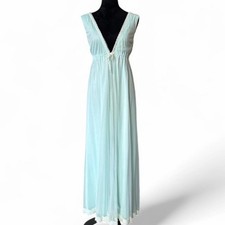 Vintage 60s Mint Chiffon Nightgown   Fairycore Lace Maxi M/L