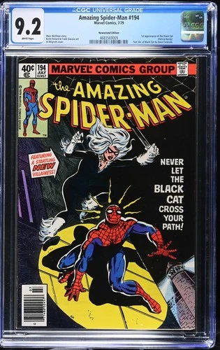 Amazing Spider-Man #194 (Newsstand) CGC 9.2 WP NM- Marvel 1979 1st app Black Cat