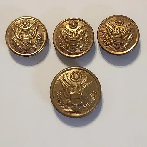 Vintage US Army Great Seal Military Buttons Lot 4 Gold Brass WWII Uniform