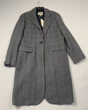 Brooks Brothers Women  s Coat Gray Plaid Wool Blend Knit Size 14