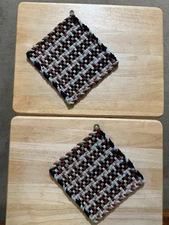 Handmade 2 LARGE 8 inch Multicolor Cotton Woven Potholders 5 Colors Great Design