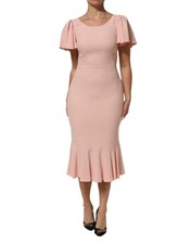 Dolce & Gabbana Pink Viscose Fit Flared Sheath Midi Women's Dress
