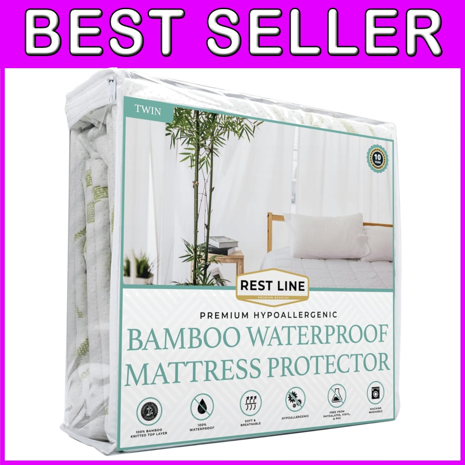 Soft Beige Twin Waterproof Mattress Protector for Deep Mattresses Up to 18 Inches