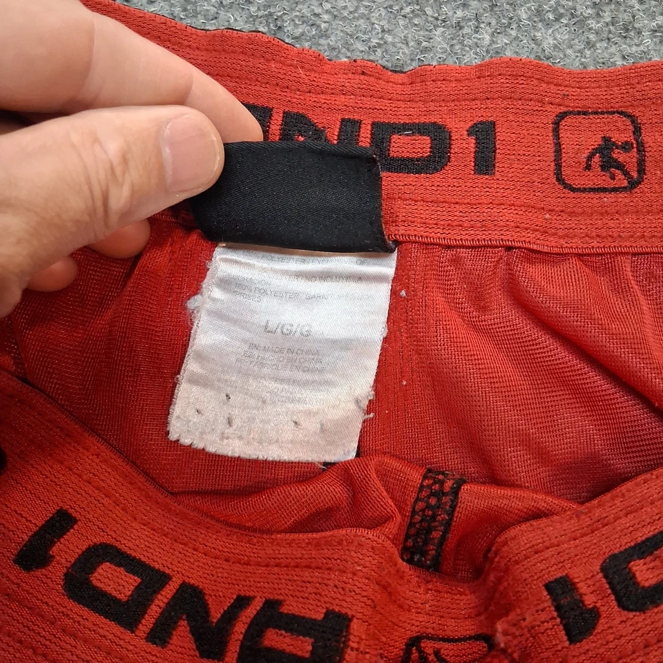 AND1 Malla Baloncesto Pantalones Cortos Hombre Grande NEGRO ROJO Cordón Foto 4 de 4