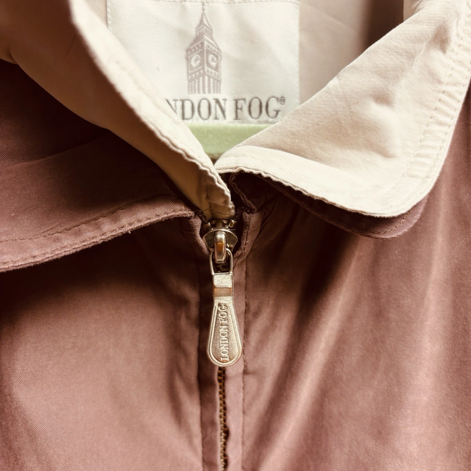 VTG 90s London Fog Double Collar Brown Jacket with Tan Size XL 28" Long