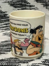 Vintage 80s 1988 Deka The Flintstones Vitamins Plastic Cup Mug RARE USA MADE