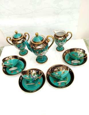 Schönes und seltenes Noritake Vintage Deko Teeservice 30er Jahre Paradiesvögel/Blumen