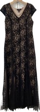 Candalite Black Floral Lace Overlay V-Neck Prom Maxi Dress Size S Gothic Y2K