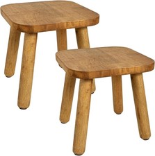 2 Pack Small Wooden Step Stools 9 Inch Non-Slip One Step Stool Holds 300 lbs