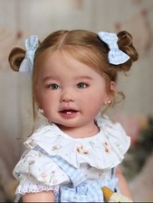 28inch Lifelike Baby Teeth Reborn Baby Doll Rooted Hair Artist Handmade DIY Gift