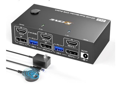 8K@60Hz HDMI Displayport KVM Switch 2 Monitors 2 Computers,USB 3.0 KVM Switch...