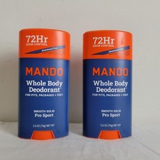 Mando Whole Body Deodorant Smooth Solid Pro Sport Scent 2 Pk Aluminum Free 2.6oz