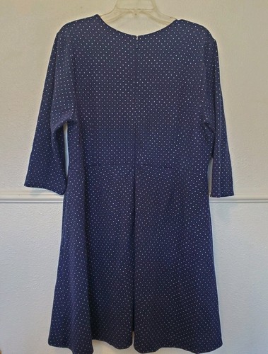 LOFT Plus Polka Dot Midi Dress Size 22 Blue White 3/4 Sleeve Stretchy New W/ Tag - Picture 12 of 17