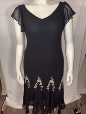 SL Fashions Black Embroidered Evening Dress Size 10