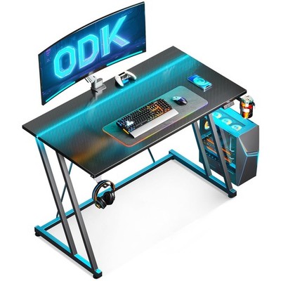100x50cm Gaming Table with LED, Gaming Desk with Cup Holder and Co...