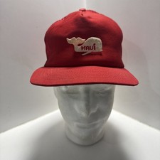 vtg red maui patched whale trucker hat USA made