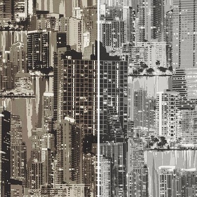 Rasch Barbara Becker Stadt Gebäude Muster Tapete Modern Metallic geprägt