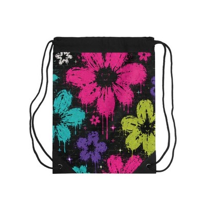 Neon Floral Drawstring Bag   Colorful Graffiti Flower Gym Sack