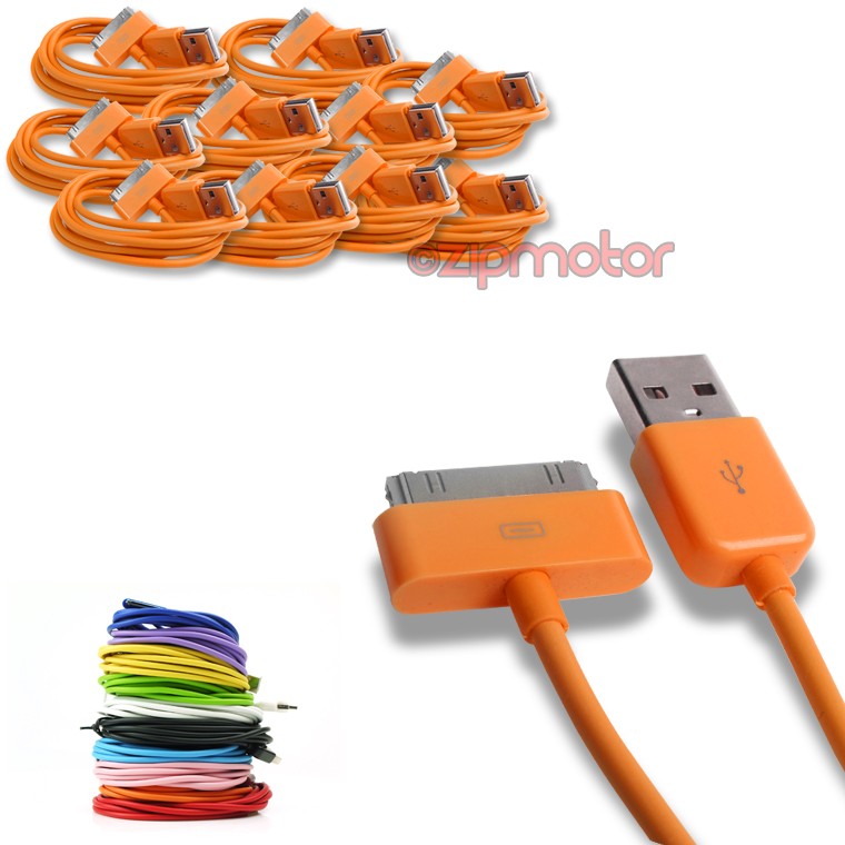 10 LOT 6FT 30PIN USB SYNC DATA POWER CHARGER ORANGE CABLES CORD IPHONE IPOD IPAD