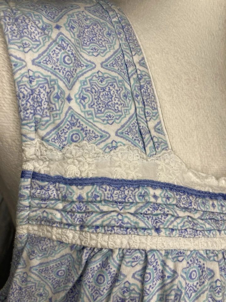 Eileen West Nightgown Blue Ballet Sleeveless Babydoll Lace Trim Cotton Size XL - Image 3 of 4
