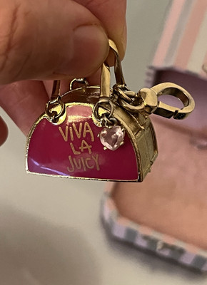 Juicy Couture Vintage Handtasche Lipgloss Charm selten, sehr guter Zustand, EUC, rosa, vergoldet