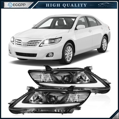 For Toyota Camry 2010-2011 DRL Headlights Assembly Set Black Left + Right