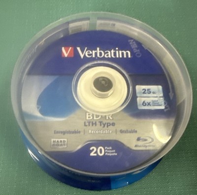 New Verbatim BD-R LTH Type Recordable 6x 20 pack Blu-ray Discs Sealed