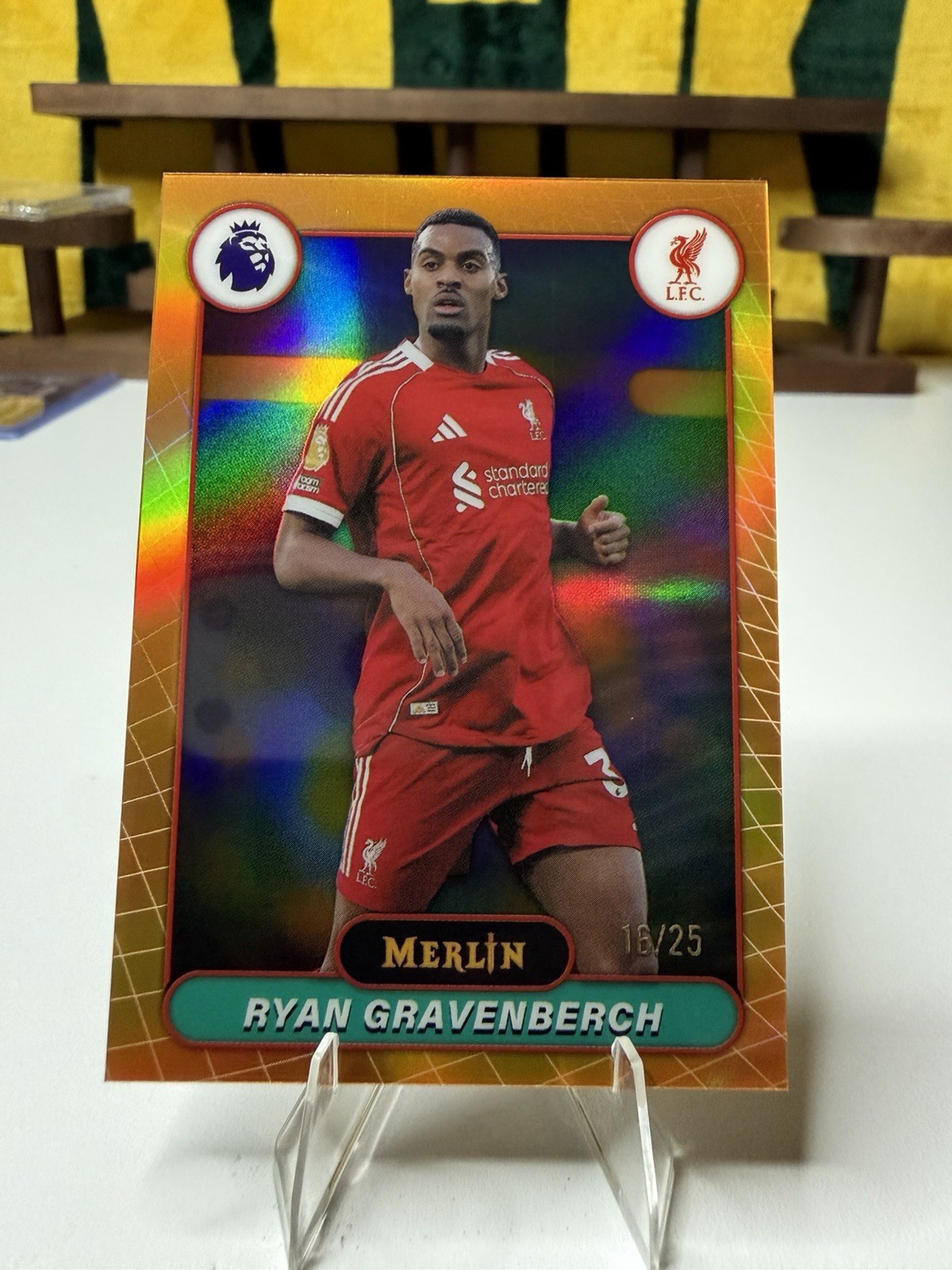 Ryan Gravenberch 2026 Topps Merlin Premier League Orange Mojo /25 Liverpool