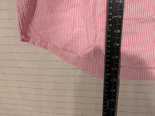 Ralph Lauren Classic Fit Seersucker Pink Striped Short Sleeve Shirt Men XL - Picture 6 of 7