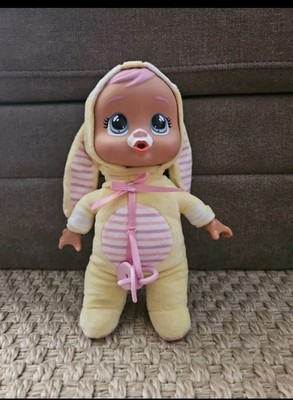 Cry Babies Tiny Cuddles Sally Yellow Bunny Doll 10.5'' Pacifier Toy Plush