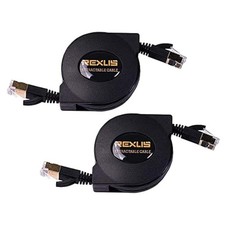 2-Pack Retractable Cat 7 Flat Ethernet Network Cable 4.9 Feet 10 Gigabit