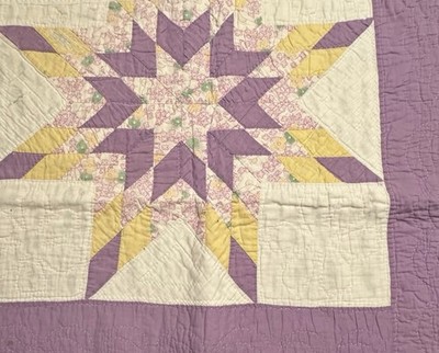 Vintage Cutter Quilt Piece  16  x 20  Star Pattern  Feed Sack Fabrics  # 3