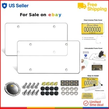 Clear License Plate Cover Unbreakable 12x6 Car Protector Set with Screws