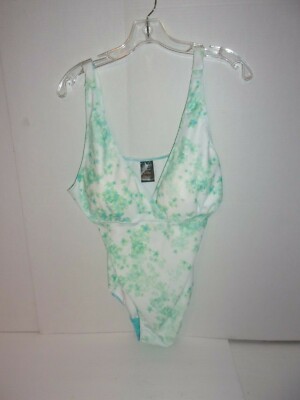 Bleu Ice one piece swimsuit white ~ blue floral 1X