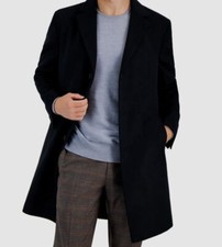 Kenneth Cole Reaction Men's Black Classic-Fit Solid Overcoat Jacket Size 42S