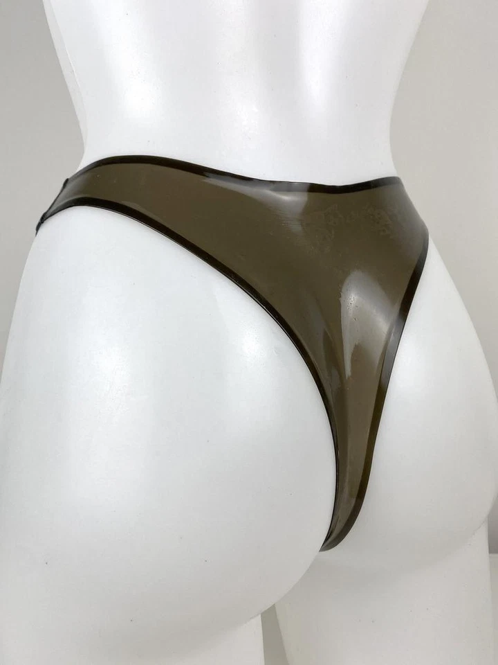 Ropa interior de látex marrón bodys de goma de látex trajes de gato bragas tanga de látex 0,4 mm Foto 4 de 4