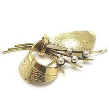 Andreas Daub schöne Brosche Perlen Double Anstecknadel Amerikaner A*D signiert