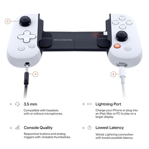 Manette de jeu mobile BACKBONE One iPhoneLightning 1ère génération - Photo 4/8