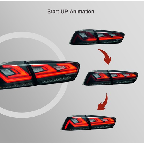 Smoke LED Tail Light For Mitsubishi Lancer-ex SEDAN 07-18 Evo X Replace OEM - Picture 5 of 11